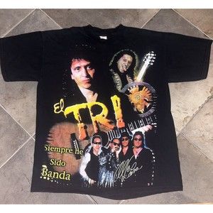 Vintage 90’s EL TRI Spanish Rock Band Mexico T-Shirt Size Lg/XL All Over Rap Tee